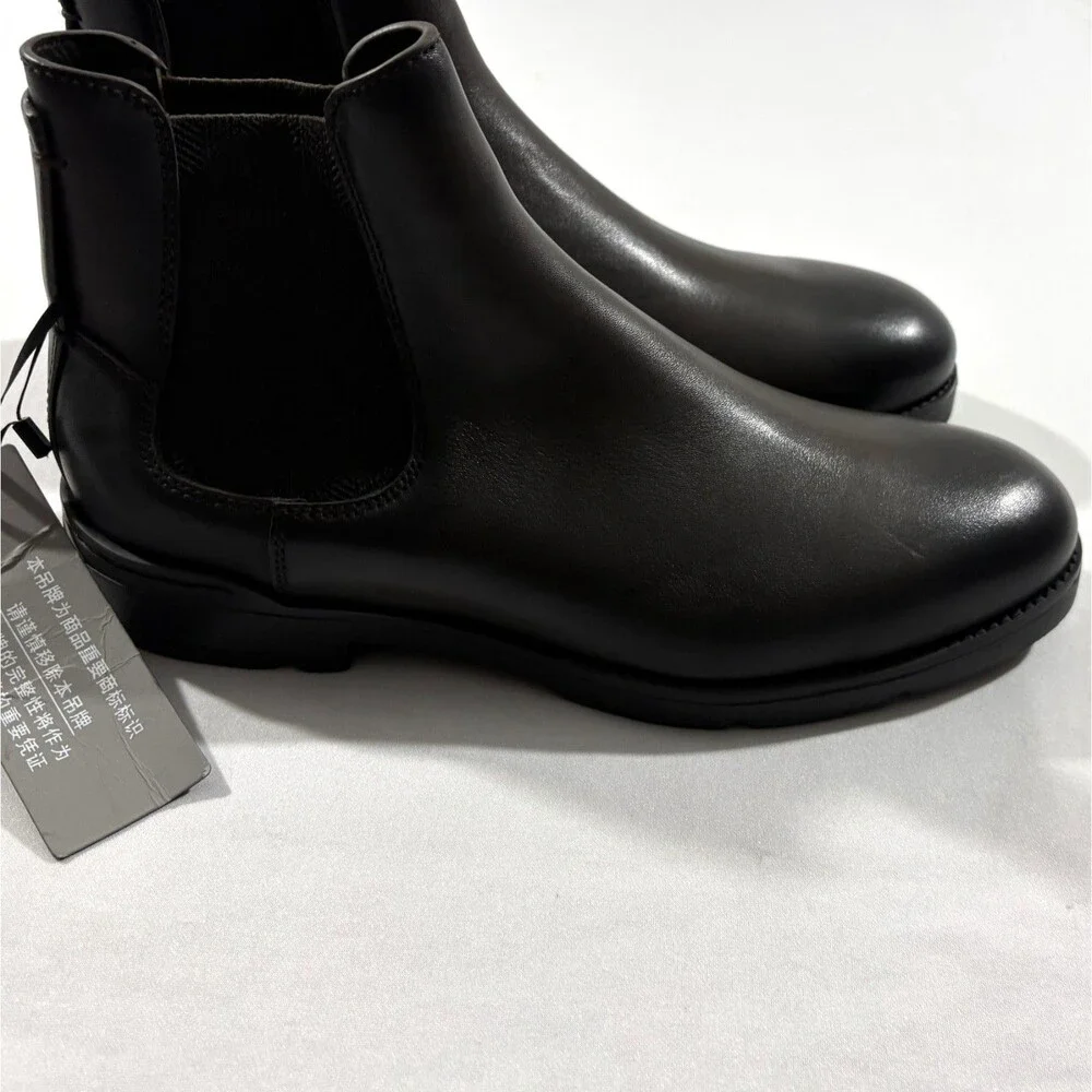 Ermenegildo Zegna Mens Cortina Chelsea Boots Black Leather Slip On Sz 6 Italy